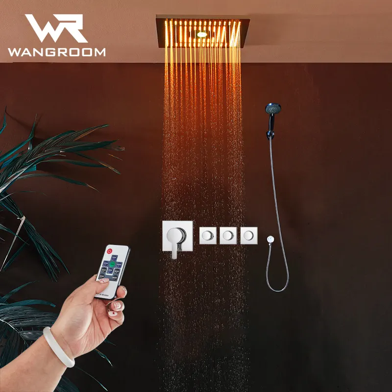 Bathroom LED Shower Mixer Ceiling 400*400 mm Karaoke System Head Shower Music Faucet Set Music in The Shower