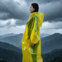 Poncho de pluie jetable en PE robuste, grande taille pour adulte, imperméable et épaissi avec capuche, idéal pour le camping en extérieur, les festivals et les situations d'urgence