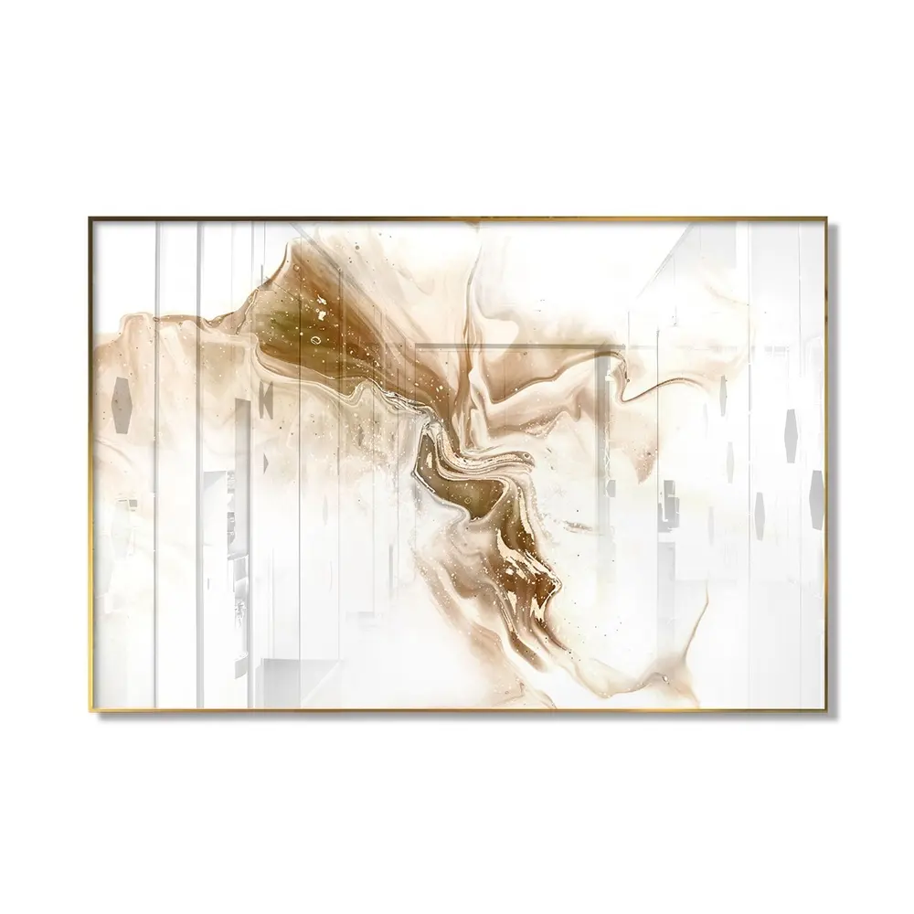 Aluminum Alloy Frame Abstract Crystal Porcelain Painting Wall Art Posters Print Picture For Living Room Bedroom