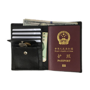 Cartera de Pasaporte de Cuero Genuino con Diseño de Lichí, con Bolsillo para Monedas, Bloqueo RFID, Compartimento para Tarjetas y Efectivo, Portaobjetos de Viaje - Product Image 1