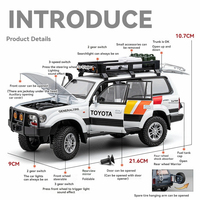 Modèle de voiture miniature en métal 1:24 LC80 Land Cruiser avec son et lumière, fonction de recul, pour collection et décoration, SUV MENTORS
