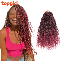 Faux Locs Déesse Ombre Naturelle avec Boucles Vague d'Eau en Détresse Faux Locs Diy River Locks 24 pouces Crochet Tresses Extensions de Cheveux