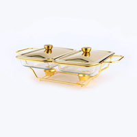 Chauffe-Plat Rectangulaire Professionnel UIWS Doré pour Hôtels et Restaurants – Ensemble Buffet pour Maintien au Chaud et Réchauffement des Aliments