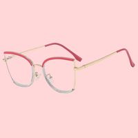 Lunettes de vue anti-lumière bleue rétro pour femmes, monture demi-cerclée tendance et décontractée, forme géométrique