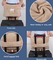 Coussin de voyage portable 2-en-1 personnalisé et doux, couverture corail pour avion et canapé, avec sac et sangle de bagage à main