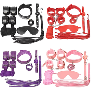 Bộ dụng cụ trói buộc BDSM dành cho người lớn với còng tay, bịt mắt, roi, vòng cổ, dùi cui dành cho các cặp đôi và phụ nữ - Product Image 4