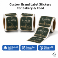 Wasserdichte Holographische Bäckerei-Etiketten Rollenpackung für Schokoladenkuchen & Gebäckverpackungen Selbstklebende Umweltfreundliche Langlebige Papieretiketten