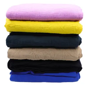 Factory Direct Wholesale 100% Cotton Crinkle Double Gauze Fabric With Many Colors On Stock.