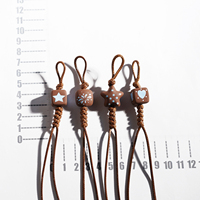 Porte-clés en PU tressé style corde cirée marron, fait main, vintage, pour clés de voiture, breloque de téléphone, accessoires de décoration pour sac à main et sac, léger