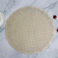 Set de table rond en PVC brillant imitation paille tressée, écologique, pour cuisine, décoratif, résistant à la chaleur