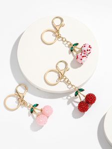 Creative Cute Fruit Shape Keyring Rhinestone Cherry Charm <b>Keychain</b> Bag Pendant Ornaments for Women Men Souvenir Birthday Gift - Product Image 3
