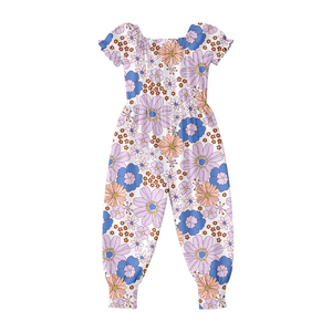 SR4069 Conjunto de pelele de manga corta con estampado floral colorido para bebés y niños, venta al por mayor, pelele para niña - Product Image 1