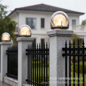 Lampe solaire d'extérieur en acier inoxydable, style lune, pour villa, jardin, clôture, poteau de terrasse - Product Image 1