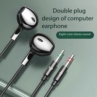 Usine en gros 3.5mm Double prise combiné jeu Audio Microphone filaire casque dans l'oreille casque pour ordinateur téléphone mobile