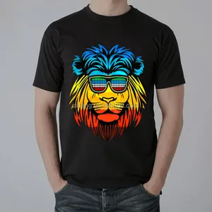 Gran oferta, camiseta LED, camisetas intermitentes de fiesta Rave, ropa activada por sonidos, ropa con luz EL, patrón impreso personalizable