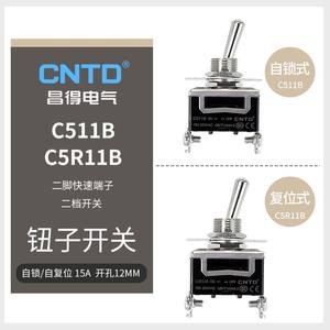 Interruptor de Palanca CNTD Changde C511B C5R11B 15A, Dos Pines, Dos Posiciones, Autoblocante, con Metal y Plástico para Equipos Eléctricos - Product Image 1