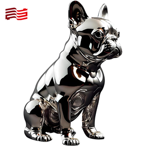 Pieza decorativa de lujo Linda estatua de perro de globo de resina de Bulldog francés - Product Image 1