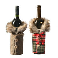 Envío Rápido: Funda de Piel Sintética a Cuadros para Botella de Vino Navideña, Decoración Festiva y Envoltura de Regalos DIY