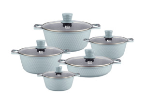 Hot bán Mười mảnh kim loại khỏe mạnh soong Set Die Cast nhôm không dính đồ nấu nướng với mô hình kim cương - Product Image 2