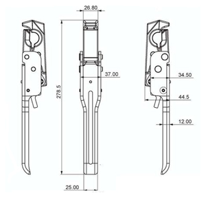 Pièces de carrosserie de camion : Verrou de fixation central à ressort pour porte latérale rabattable à poignée droite - Product Image 4