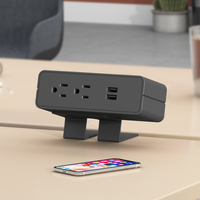 OMNI Aluminium Multiple Color Tabletop Cube 2A Extension Socket dengan 2 Port USB Menara Pengisi Daya Hemat Ruang untuk Meja Kantor
