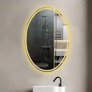बाथरूम होटल हेयर सैलून मेकअप टच सेंसर सजावटी अंडाकार एलईडी स्मार्ट लाइट दीवार पर लगा दर्पण