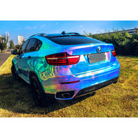 Rollo de Vinilo Adhesivo de Laminación PET PPF Cromado Azul Camaleón que Cambia de Color para Forrar Carrocerías de Coche