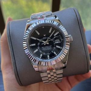 Montre mécanique pour homme en acier inoxydable, style Sky Dwelle, lunette cannelée, cadran lumineux, montre-bracelet automatique de luxe pour affaires - Product Image 4