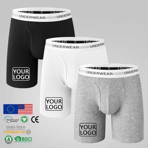 Sous-vêtements de sport pour homme à jambes longues de marque personnalisée Boxers Shorts Boxer écologique respirant Solide Boxer de grande taille pour homme - Product Image 1