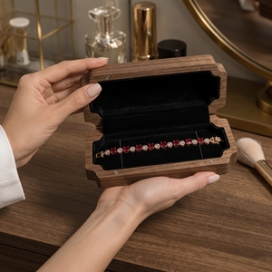 Wood Jewelry Display Case Luxury Jewelry Display Organizer Rectangle Elegant Bracelet Storage Lids Solid Pattern Gift <b>Box</b> - Product Image 2