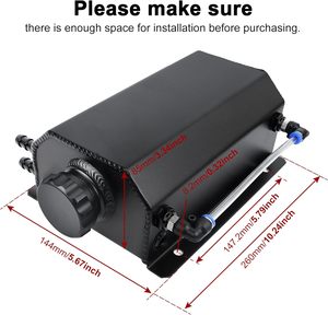 Новый универсальный для гонок, 2 л, черный Алюминиевый Газовый энергетический радиатор охлаждающей жидкости, резервуар для восстановления - Product Image 3