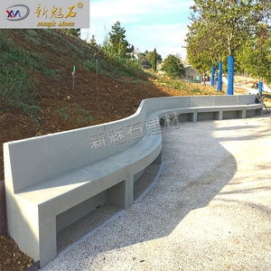 Nuevo Banco de Parque de Hormigón Expuesto Magic Stone Grc con Respaldo, Silla de Ocio para Exteriores Personalizada, Estilo Minimalista - Product Image 2