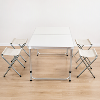 Table pliante légère en aluminium portable pour le camping, la plage, le pique-nique avec plateau en MDF, revêtement imperméable, mobilier d'extérieur