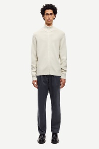 Áo khoác len Merino nam có khóa kéo dài tay, cổ và túi màu nâu - Product Image 5