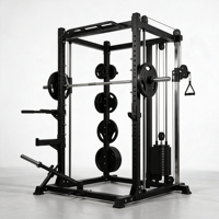 Rack de squat mural pliable avec rangement de barres intégré, machine Smith commerciale peu encombrante avec plaques de poids et machine Smith