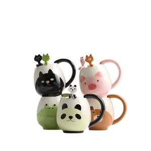 3D Frog deckel Ceramic Coffee Mug mit Lid, Custom Porcelain Animal Milk tasse Factory Wholesale