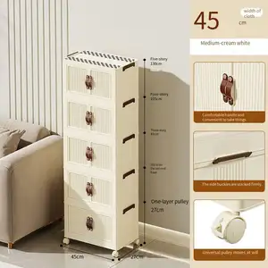 Portable crème pliable en plastique armoire ménage armoire de rangement pour bébé vêtements Snack et jouet casier organisateur