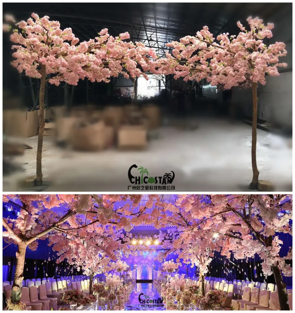 Buitenbloem Japanse Sakura Boom Bruiloft Middelpunt Grote Boog Kunstmatige Kersenbloesem Bomen