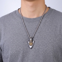 Vintage Viking Boussole Rune Fleche Pendentif Collier Homme Titane Acier Poli Nordique Creatif Amulette Bijou Cadeau Mode