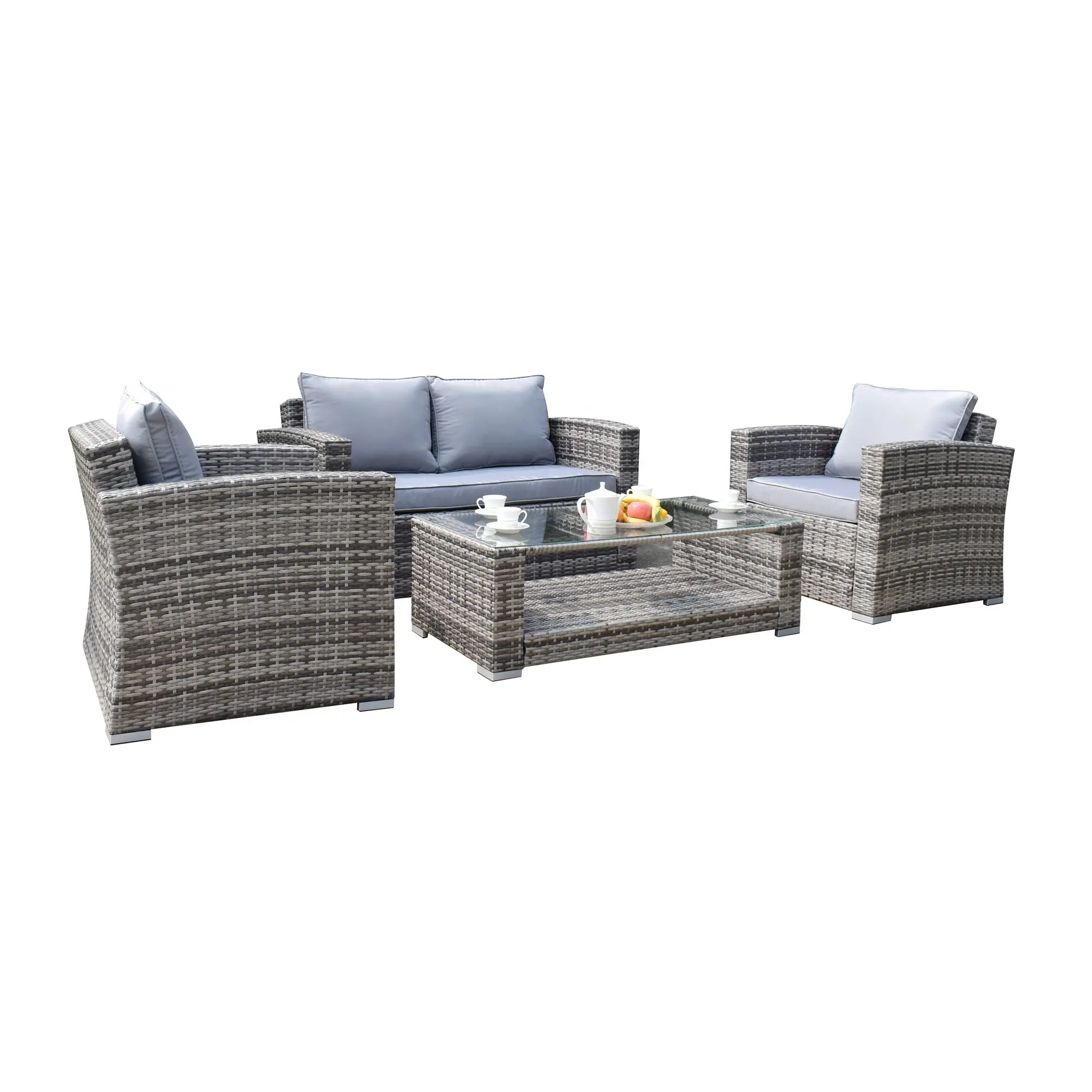 Conjunto de muebles de mimbre para exteriores, set de cubierta de muebles de mimbre para patio