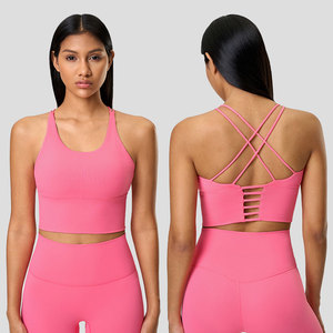 Venta al por mayor de ropa con logotipo personalizado Sexy correas cruzadas espalda Yoga sujetadores alto impacto Fitness deportes <span class=keywords><strong>sujetador</strong></span> superior <span class=keywords><strong>para</strong></span> las mujeres - Product Image 1