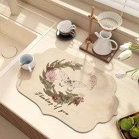 Tapis de drainage en boue de diatomée motif papillon, haute qualité, pour la vaisselle et la table, tapis absorbant, tapis isolant spécial