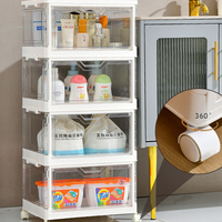 Lot de 3 bacs de rangement empilables transparents de qualité alimentaire avec couvercles, conteneurs en plastique pliables, boîtes pliables, capacité 40-50L, design moderne