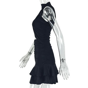 Viviblook Z225DS01 Robe d'été pour femme, col rond, à lacets, à volants, coupe trapèze, mini robe de soirée - Product Image 4