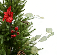 Sapin de Noël miniature artificiel de haute qualité, pré-décoré et personnalisé, avec baies rouges multicolores et pin.