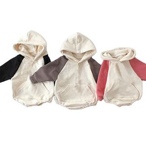 Mono de Otoño para Bebés Recién Nacidos Unisex con Mangas en Contraste de Color al Estilo Coreano, Sudadera con Capucha y Bolsillo para Niños Pequeños - Product Image 1