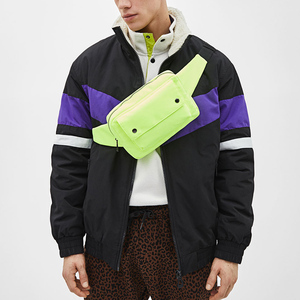 Gros logo personnalisé haute qualité hommes mouton col colorblock rayure réfléchissante à manches vestes - Product Image 1