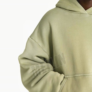 Sweat-shirts personnalisés pour hommes, de haute qualité, épais, avec impression en relief, chauds pour l'hiver, unis, coupe oversize, à épaules tombantes - Product Image 3