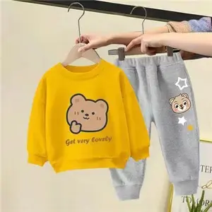 Boys' spring and autumn suits bear girls' children's clothes Spring and autumn children's baby hoodie two-piece set