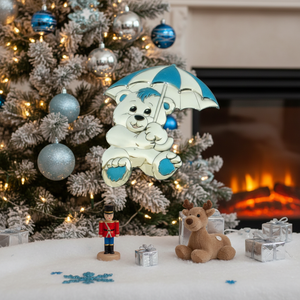 Ombrello BLAZON BEAR Azzurro per Statuine e Giocattoli Natalizi - Product Image 3
